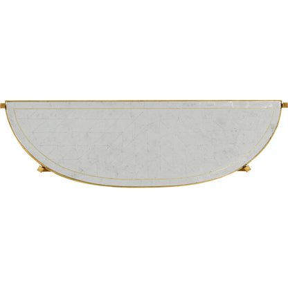 Luxe Large Half Moon Console Table by Jonathan Charles in gold and gilded iron. Made from iron in a transitional style.