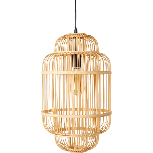 Ornado - 32441 by Surya in fixture: beige, shade: beige, cord: black. Made from shade (outside): bamboo, fixture: bamboo, canopy: metal in a coastal style.