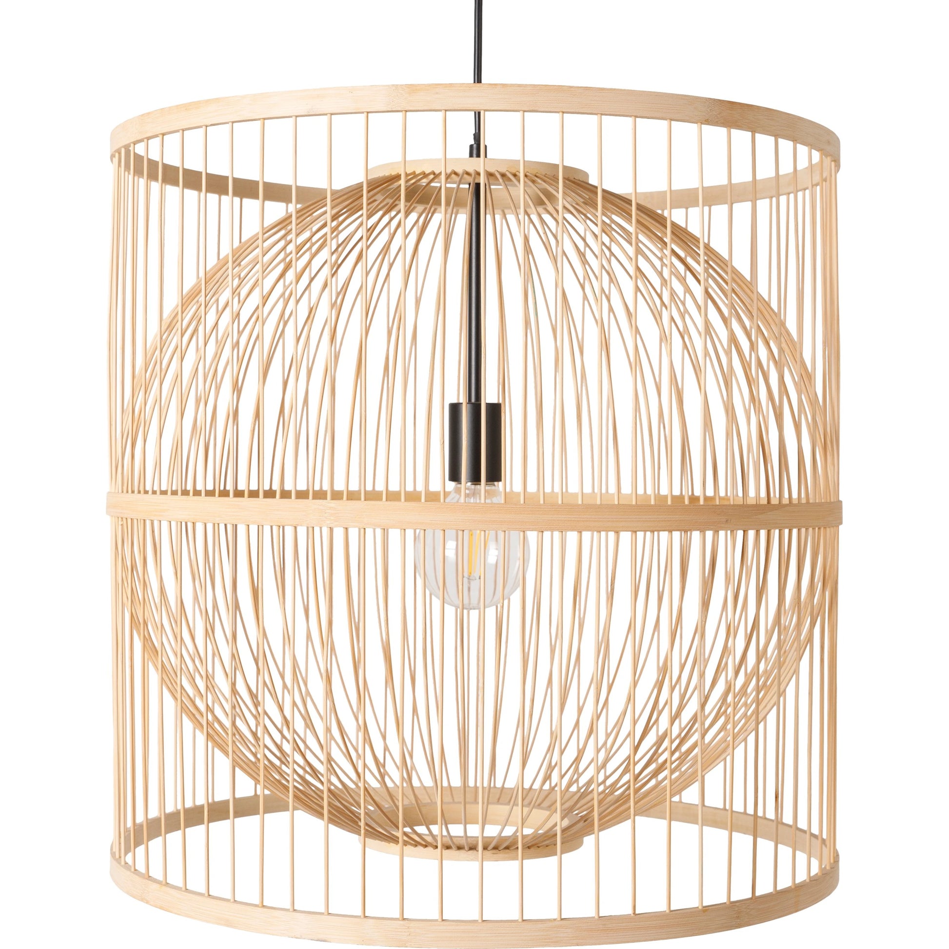 Ornado - 32442 by Surya in beige, black. Made from shade (outside): bamboo, fixture: bamboo, canopy: metal in a coastal style.