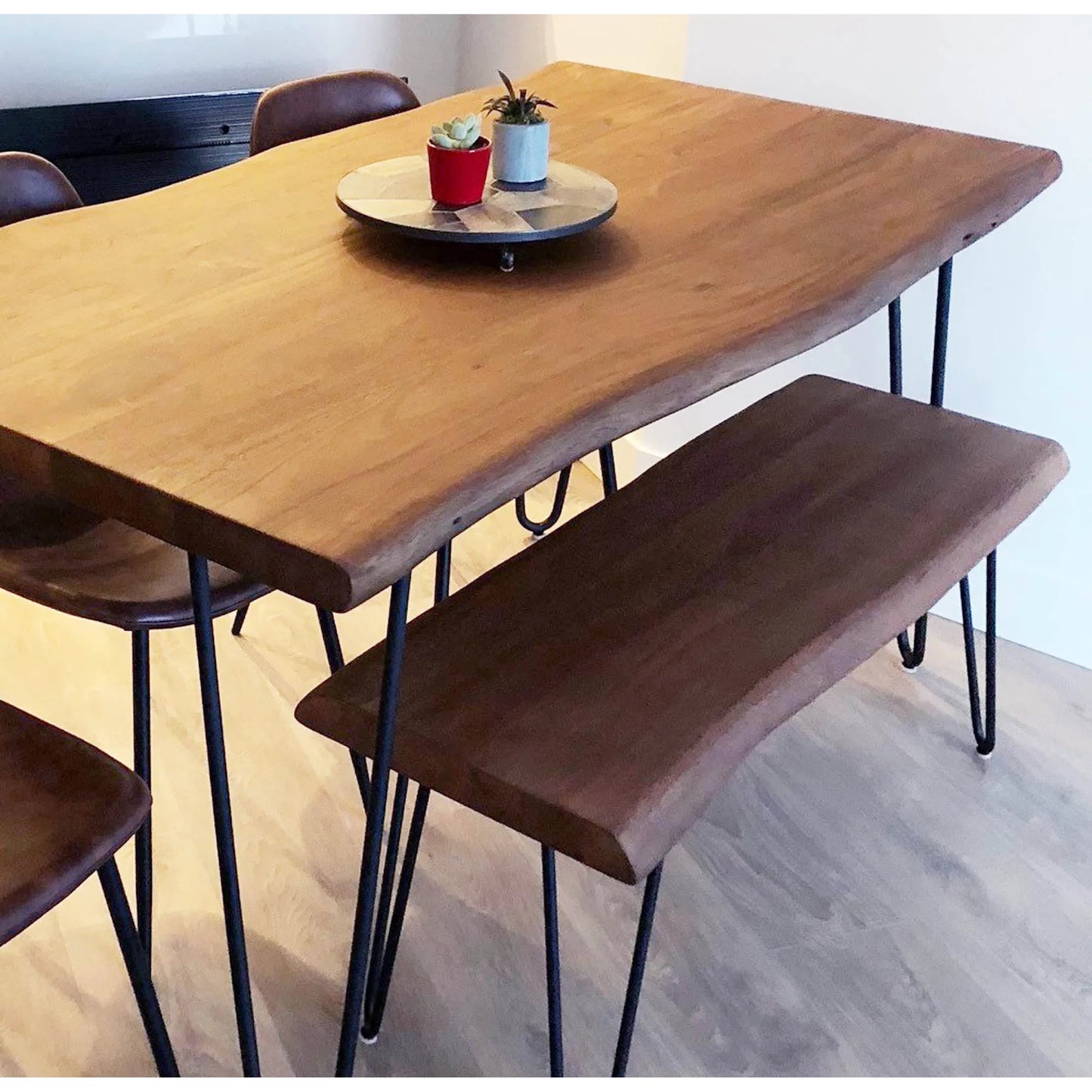 007 SI-2325165 | Lifestyle | Organic Dining Table by LH Imports in matte brown and brown - acrylic matte, black pc. Made from acacia, iron in a unique style.