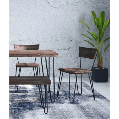 Organic Chair by LH Imports in brown matte, black powder coated. Made from acacia in a modern style.