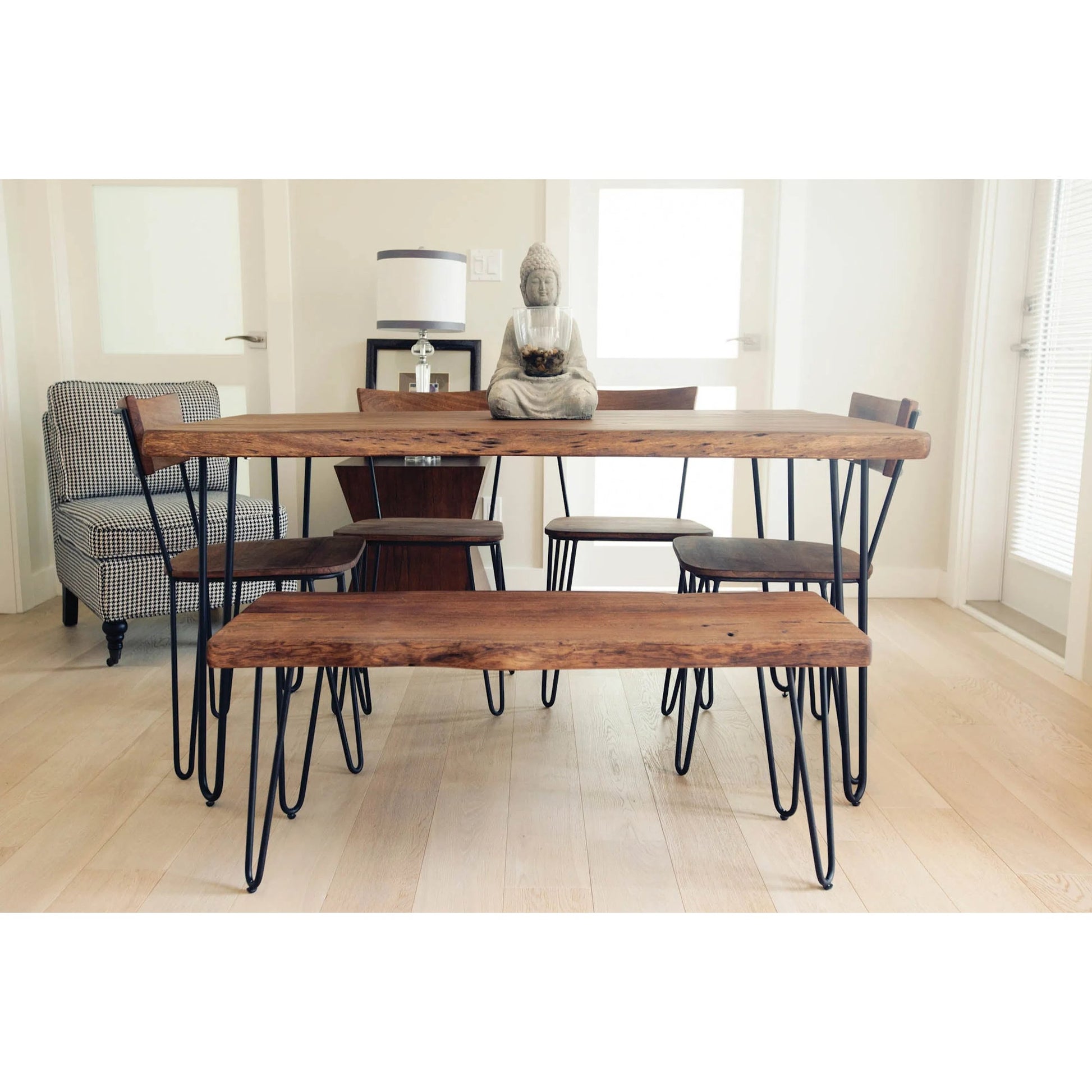Organic Dining Table by LH Imports in matte brown and brown - acrylic matte, black pc. Made from acacia, iron in a unique style.