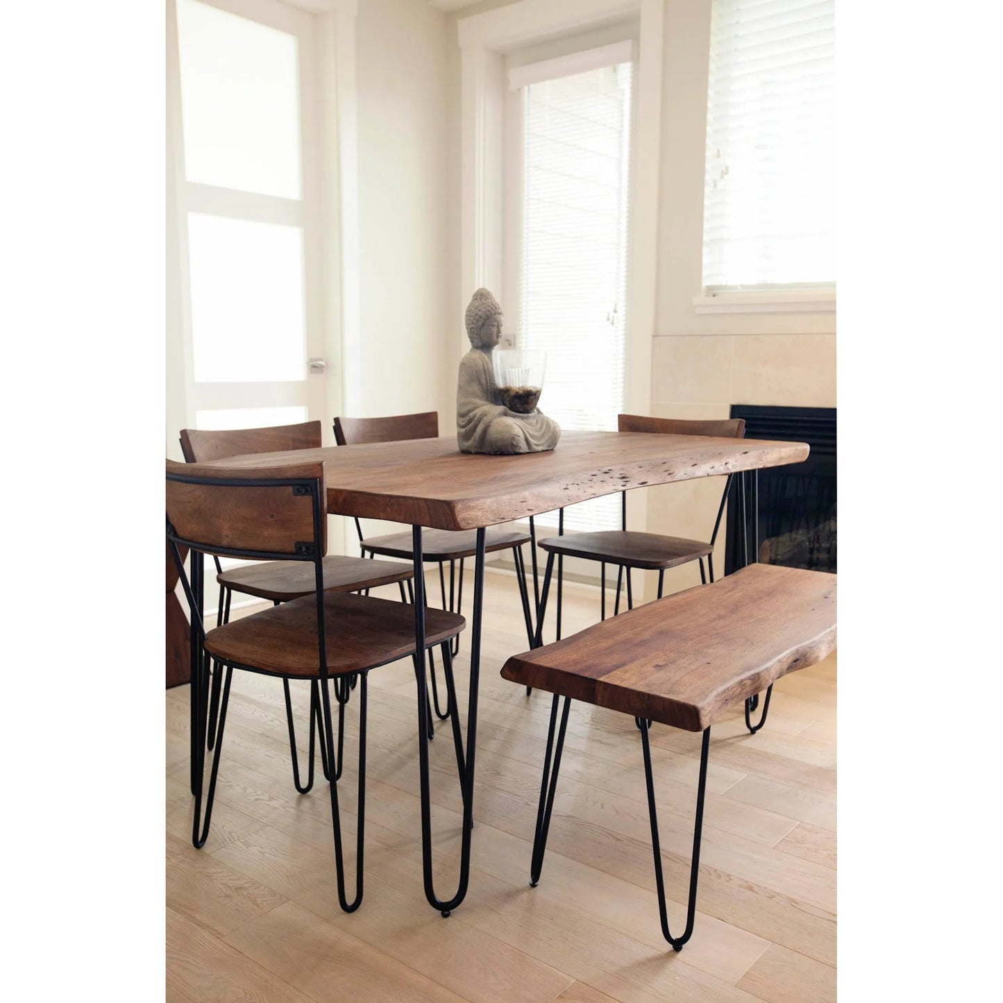 009 SI-2325165 | Lifestyle | Organic Dining Table by LH Imports in matte brown and brown - acrylic matte, black pc. Made from acacia, iron in a unique style.