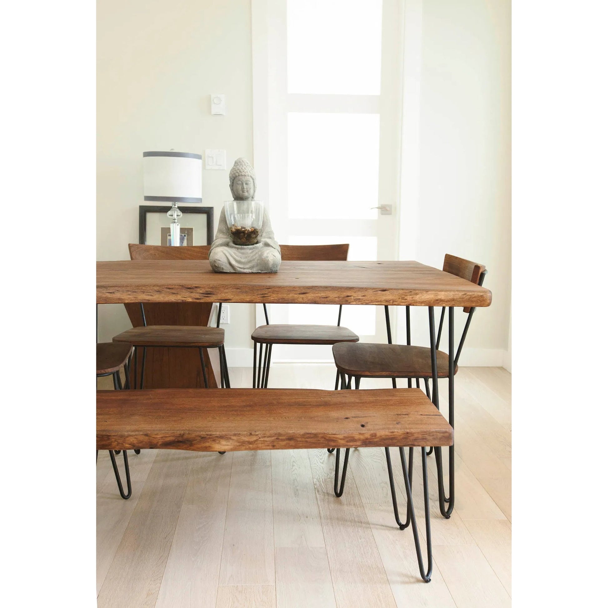Organic Dining Table by LH Imports in matte brown and brown - acrylic matte, black pc. Made from acacia, iron in a unique style.