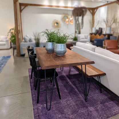 Organic Dining Table by LH Imports in matte brown and brown - acrylic matte, black pc. Made from acacia, iron in a unique style.