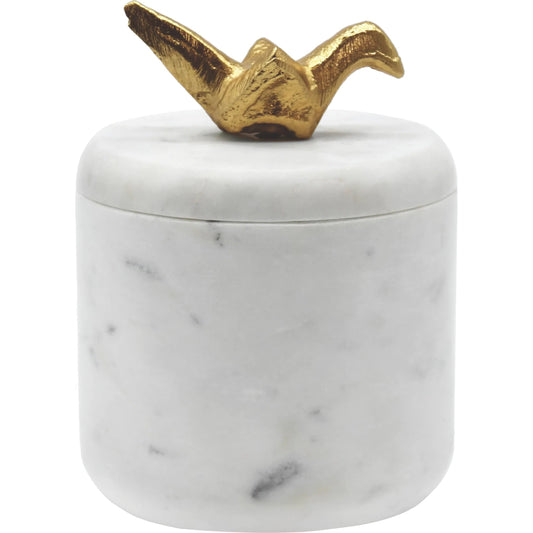 Oriz White Marble Container by Worlds Away. Made from marble, brass in a unique style.
