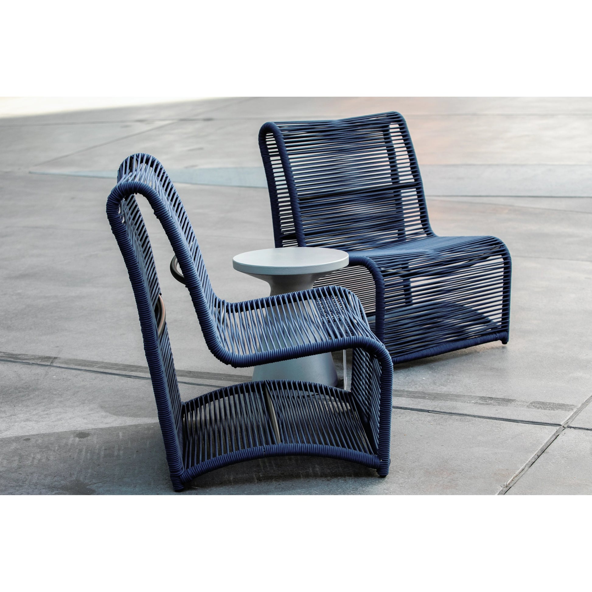 Milano Outdoor Armless Club Chair by Sunset West. Made from olefin rope in a coastal style.