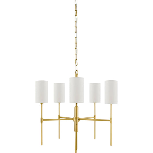 Orniva Pendant by Surya in metallic brass. Made from iron, linen in a transitional style.