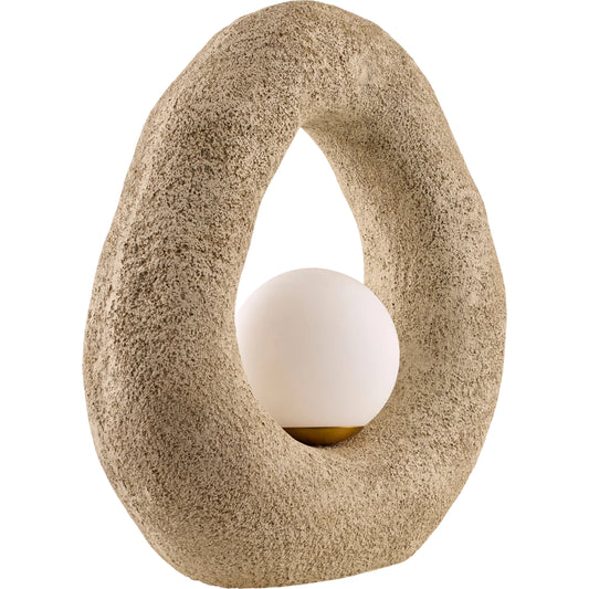 Oshira Accent Table Lamp by Surya in cream, white. Made from polystyrene in a modern style.