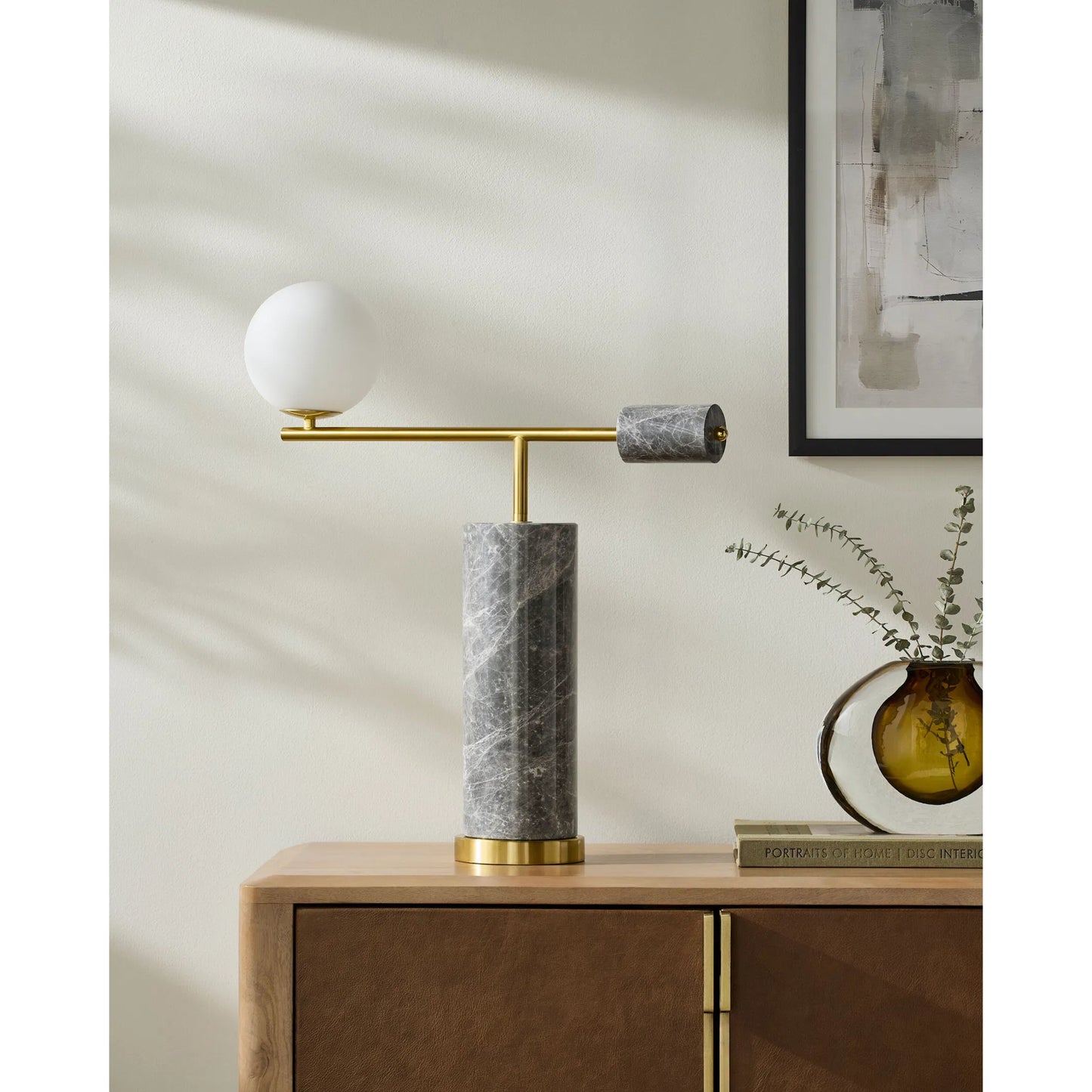 007 SI-2258926 | Lifestyle | Oslin Accent Table Lamp by Surya. Made from marble, iron, glass in a modern style.