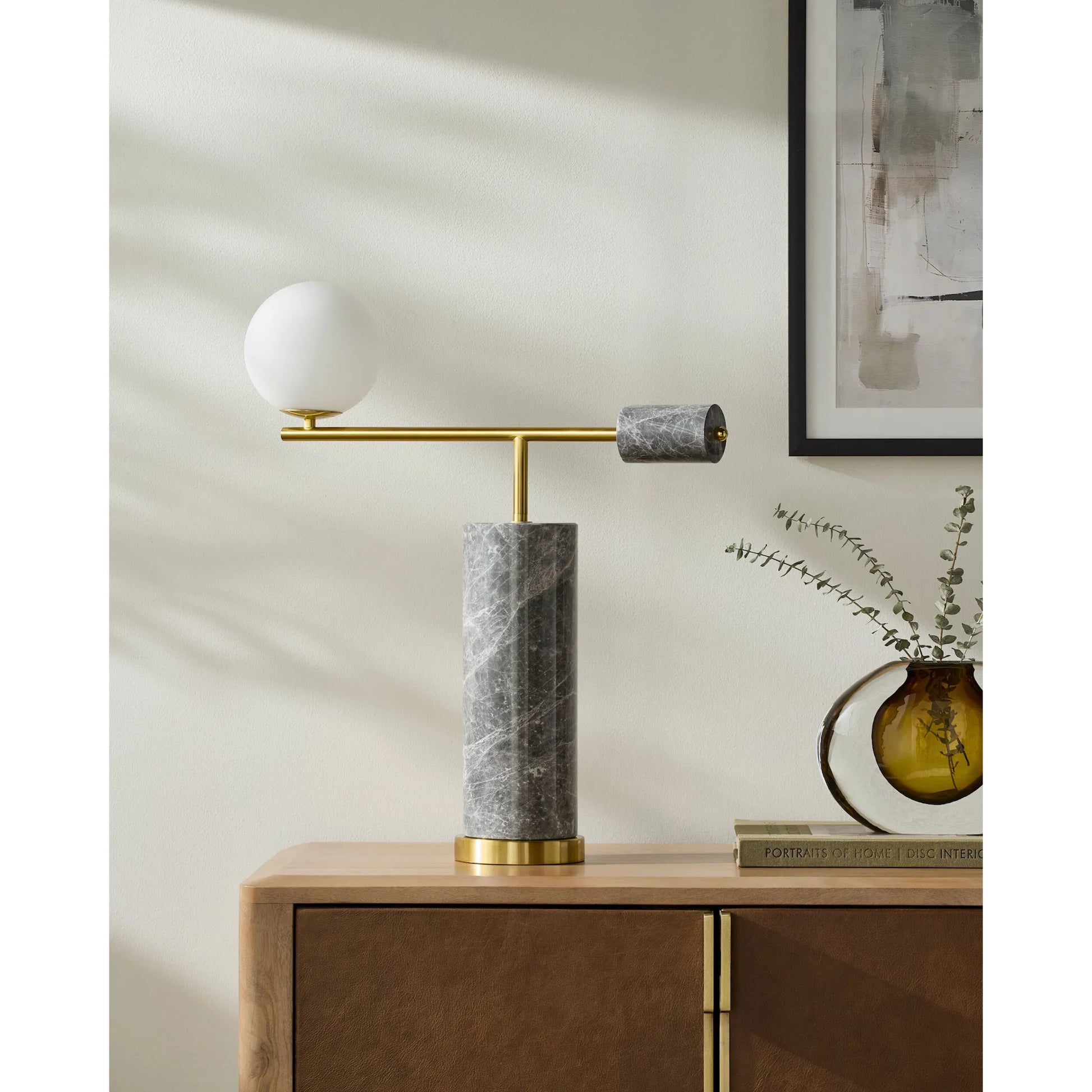 Oslin Accent Table Lamp by Surya. Made from marble, iron, glass in a modern style.