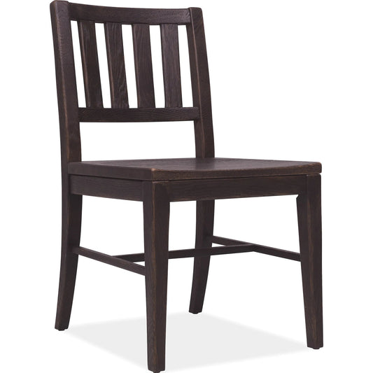 Driftwood Splatback Side Chair by Hooker Furniture. Made from oak solids, fabric, 70% polyester, 20% viscose, 10% linen in a transitional style.