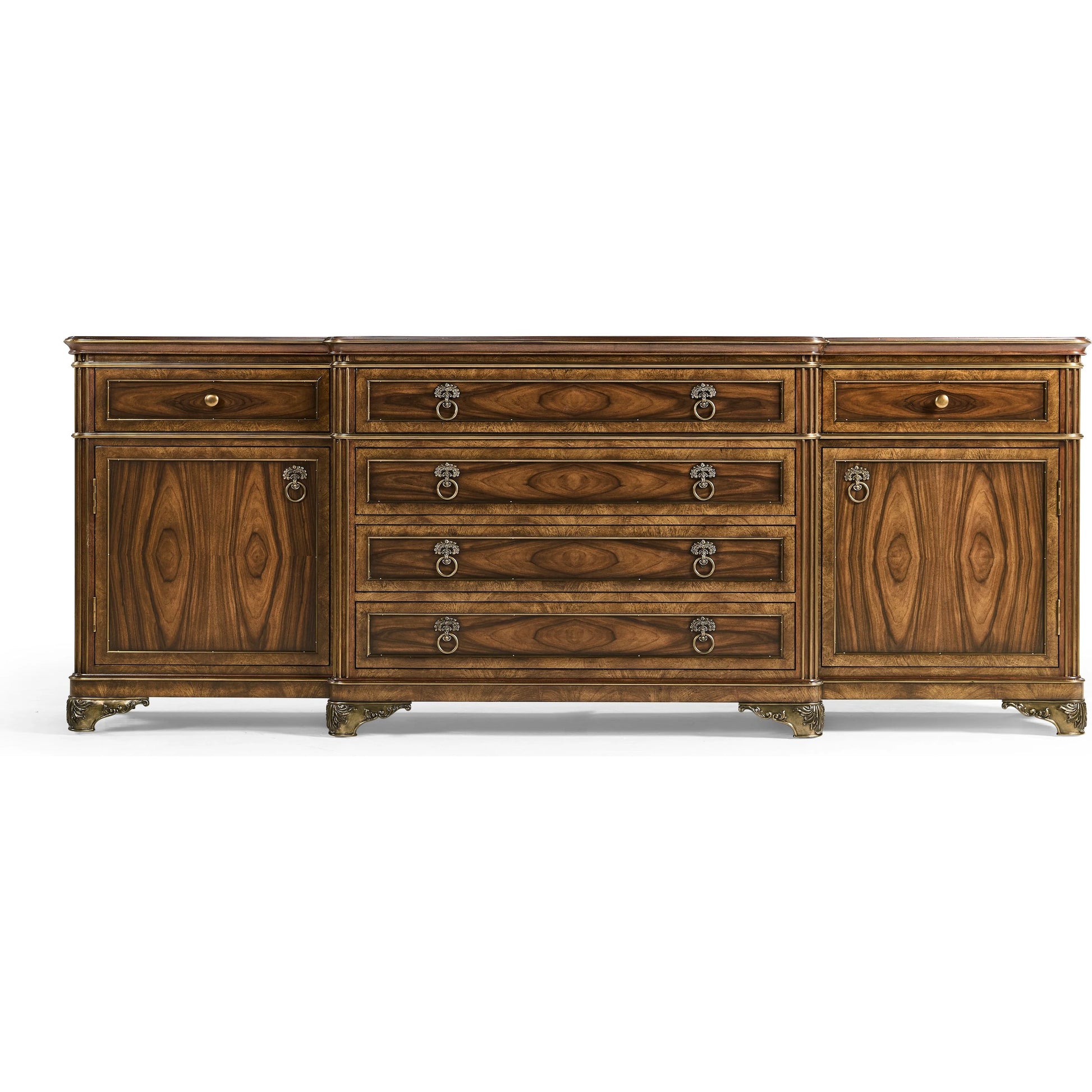 Viceroy Buffet by Jonathan Charles in viceroy brown santos. Made from local mahogany, oak, celejeria veneer, oak veneer, brass, acacia veneer, santos rosewood crown veneer in a traditional style.