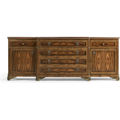 Viceroy Buffet by Jonathan Charles in viceroy brown santos. Made from local mahogany, oak, celejeria veneer, oak veneer, brass, acacia veneer, santos rosewood crown veneer in a traditional style.