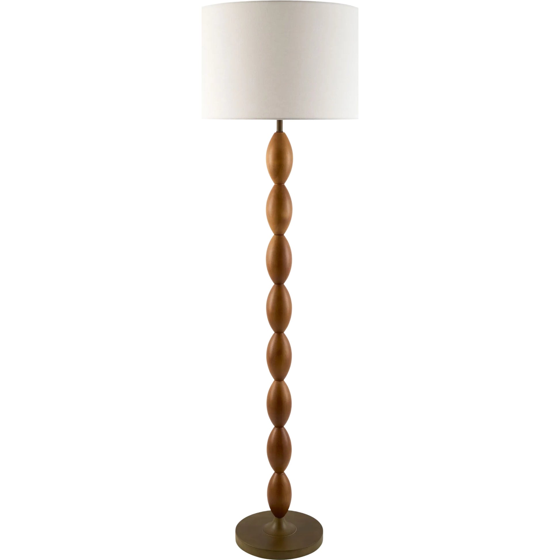 Ossen Accent Floor Lamp by Surya in brown and hand painted. Made from beechwood, linen, plastic, iron in a unique style.