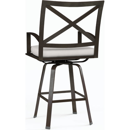 La Outdoor Jolla Swivel Barstool by Sunset West in espresso. Made from aluminum in a modern style.