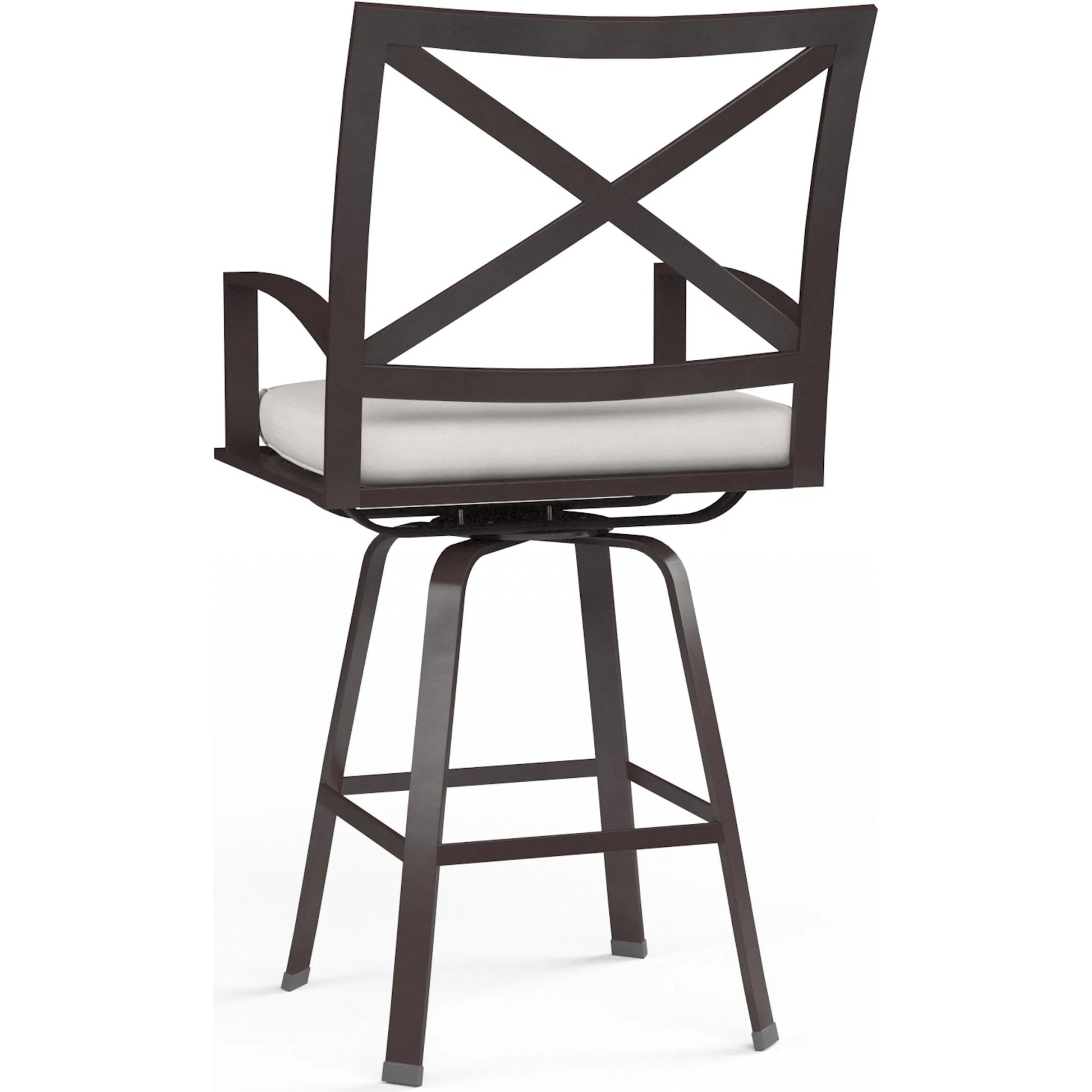La Outdoor Jolla Swivel Counter Stool by Sunset West in espresso. Made from aluminum in a modern style.