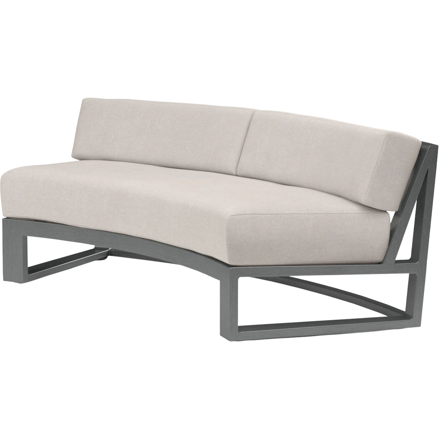 004 SI-2513895 | Primary Silo | Redondo Outdoor Curved Sofa by Sunset West in grays. Made from aluminum in a modern style.