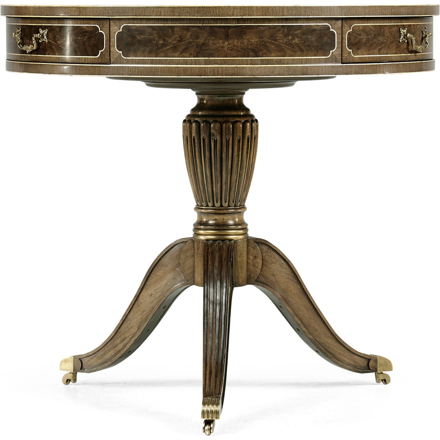 001 SI-1991025 | Primary Silo | Buckingham Bleached Mahogany Drum Table by Jonathan Charles in brown and bleached mahogany. Made from acacia in a traditional style.