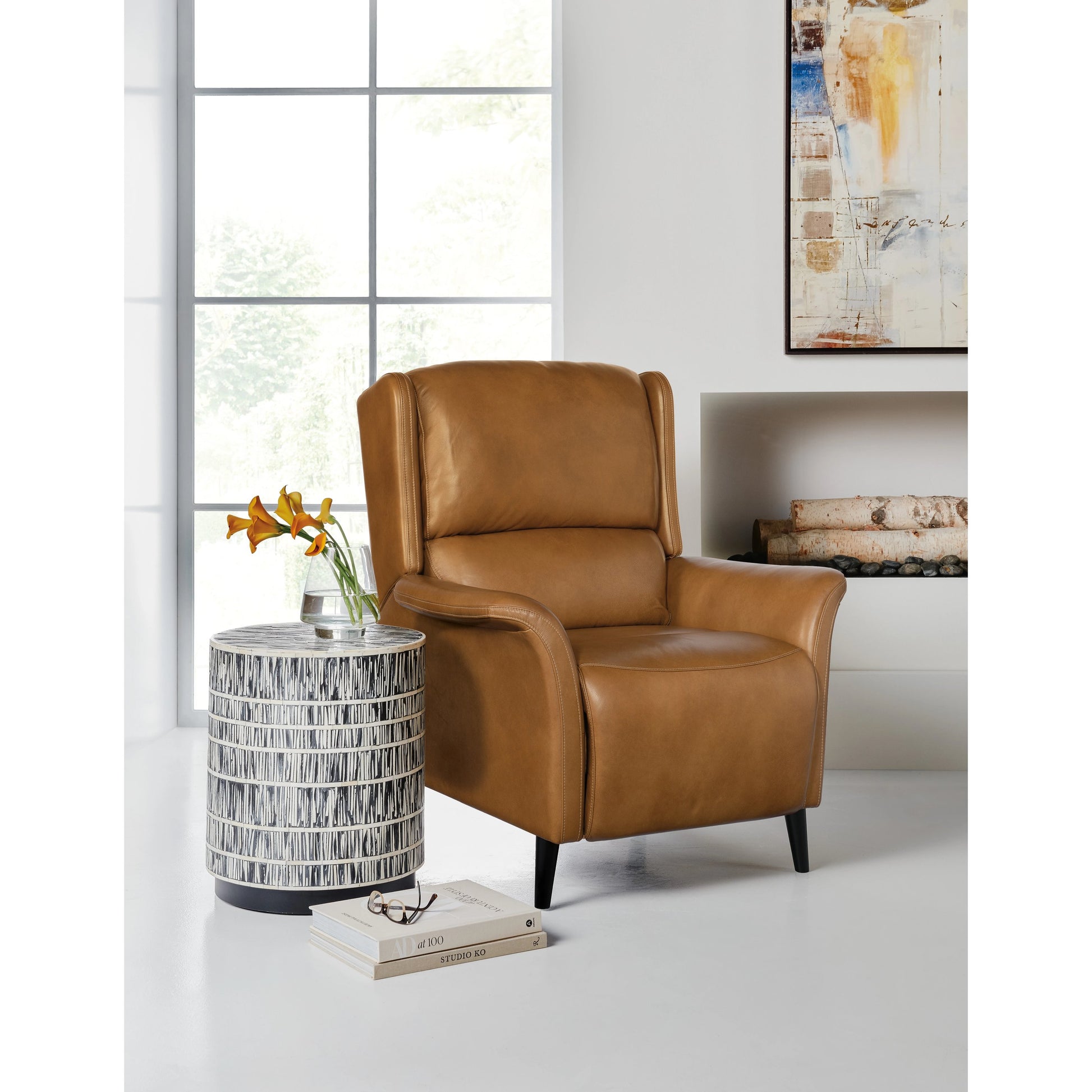 Deacon Power Recliner by Hooker Furniture. Made from leather in a traditional style.