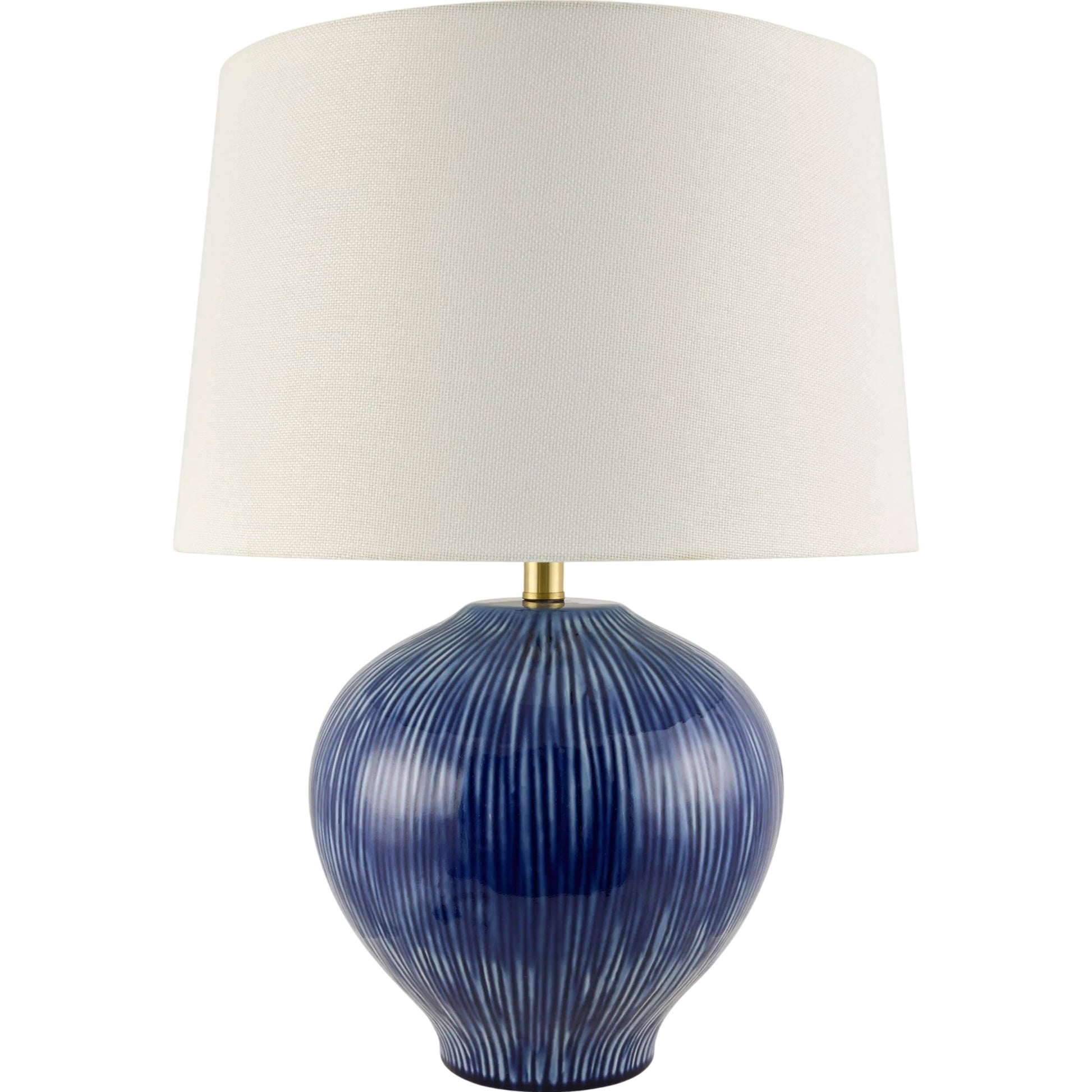 Otaki Accent Table Lamp by Surya in white, translucent, metallic gold, navy. Made from ceramic, linen, polyester, iron in a modern style.
