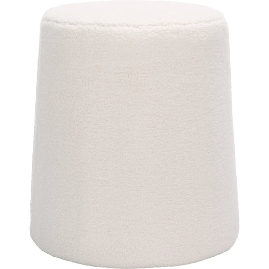 Mendocino Narrow Flared Ottoman by HedgeApple Essentials in ivory. Made from plywood sherpa in a unique style.