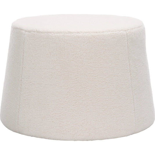 Mendocino Wide Flared Ottoman by HedgeApple Essentials in ivory. Made from plywood sherpa in a unique style.