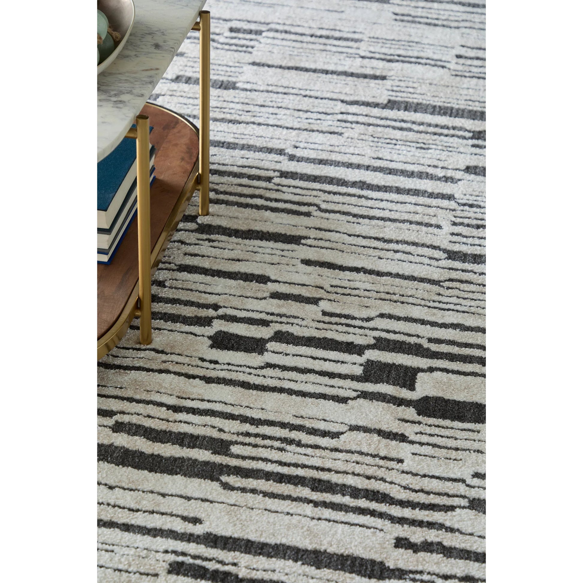 Gilmore Stripes GIL39UPF Rug by Feizy in ivory, black. Made from polypropylene in a unique style.