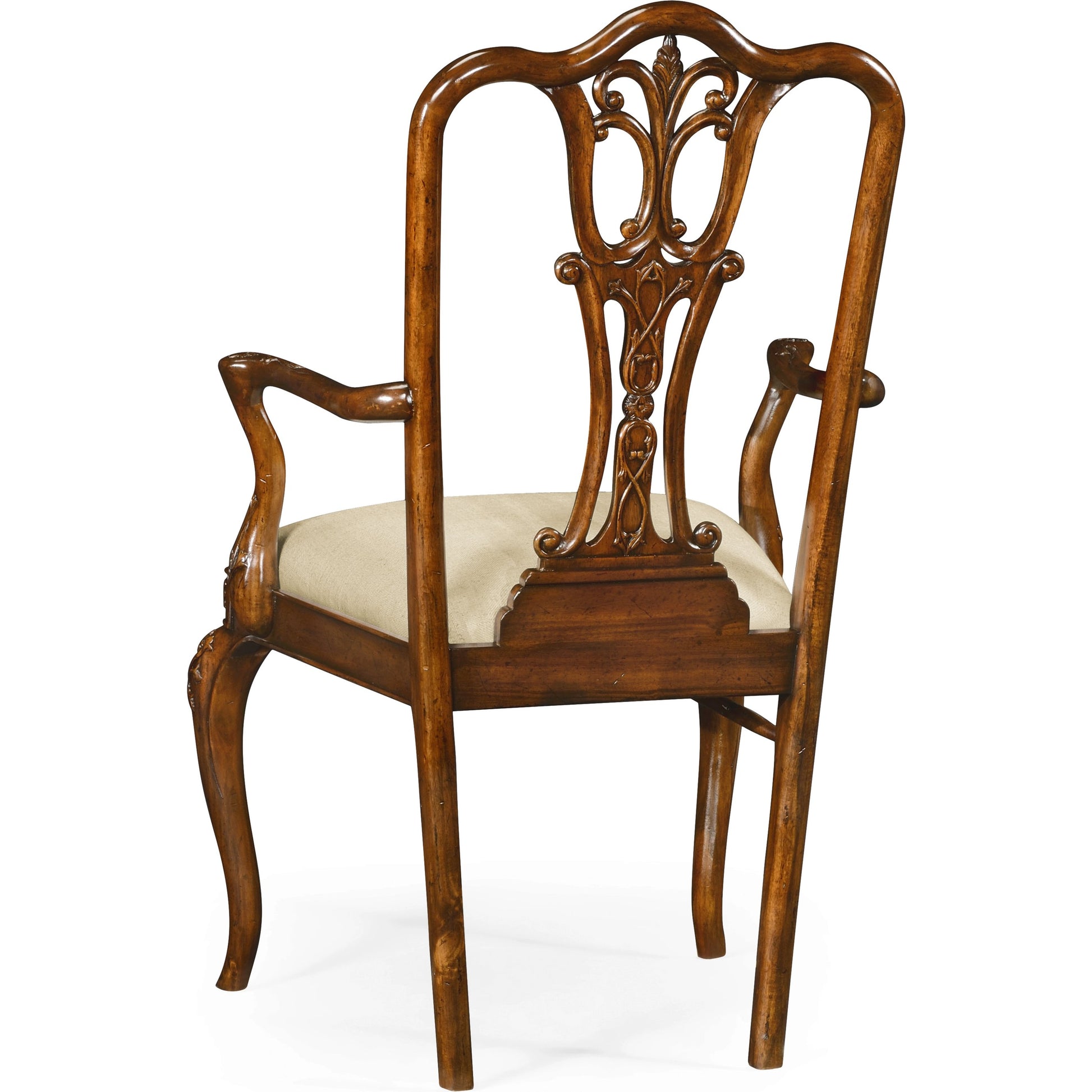 Buckingham Dining Armchair by Jonathan Charles in brown and medium antique mahogany. Made from acacia in a traditional style.
