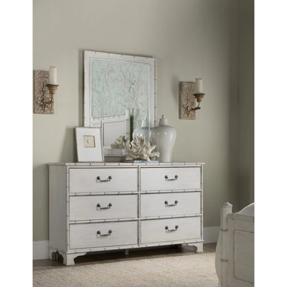 Charleston Six-Drawer Dresser by Hooker Furniture in white heron. Made from wood, resin in a transitional style.