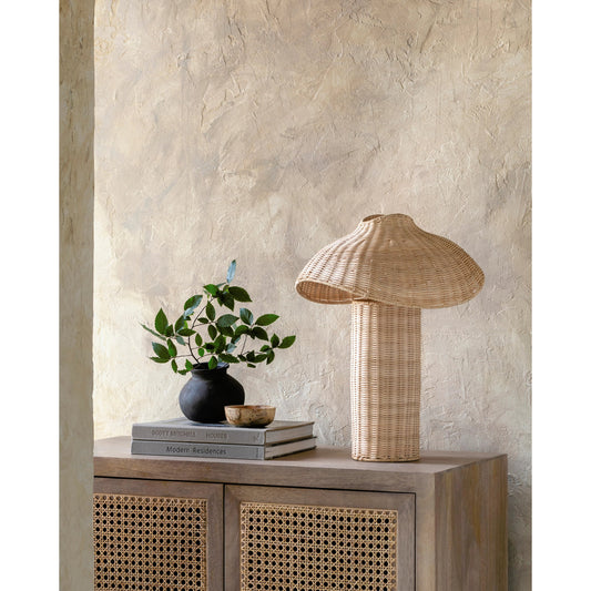 Ouen Accent Lamp - 524606 by Surya in body: wood, shade: cream, cord: translucent and natural. Made from rattan in a cottage & farmhouse style.