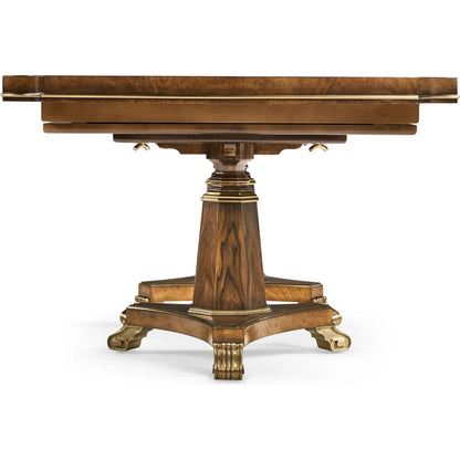 Viceroy Rectangular Dining Table by Jonathan Charles in viceroy brown santos. Made from local mahogany, brass, santos rosewood crown veneer in a traditional style.