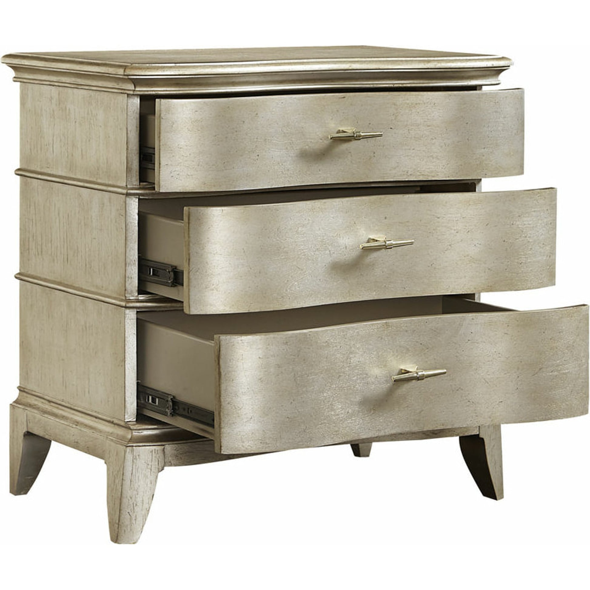 Starlite Nightstand by A.R.T. Furniture in silver and peri. Made from parawood solids, primavera veneer in a transitional style.