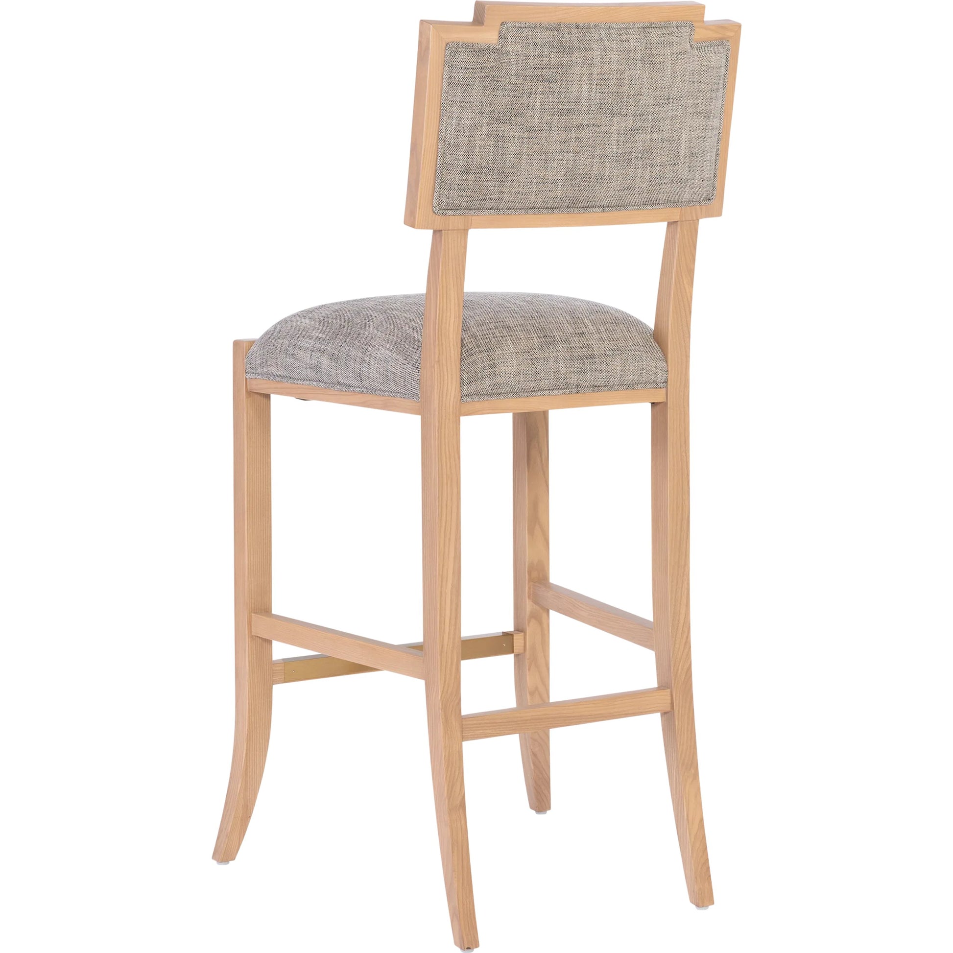 Melanie Bar Stool by Currey and Company in blonde ash wood, brass. Made from ash wood, brass in a transitional style.