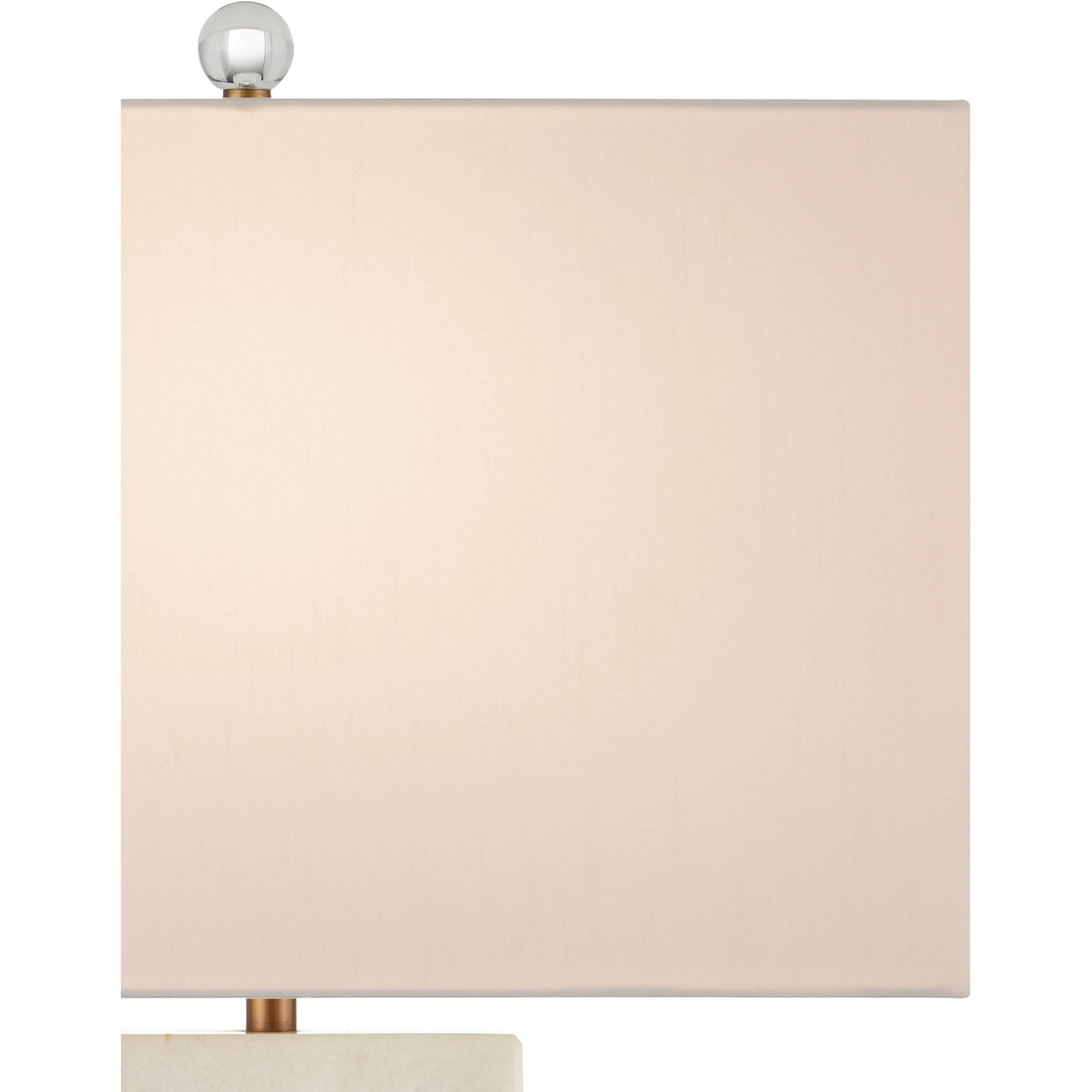 Radiant Table Lamp by Currey and Company in white, clear, antique brass. Made from white marble, glass, metal in a modern style.