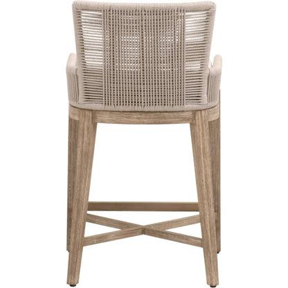 Overlay Counter Stool by Essentials For Living in oyster twist rope, livesmart peyton, pearl, natural gray mahogany. Made from solid mahogany wood, aluminum in a transitional style.