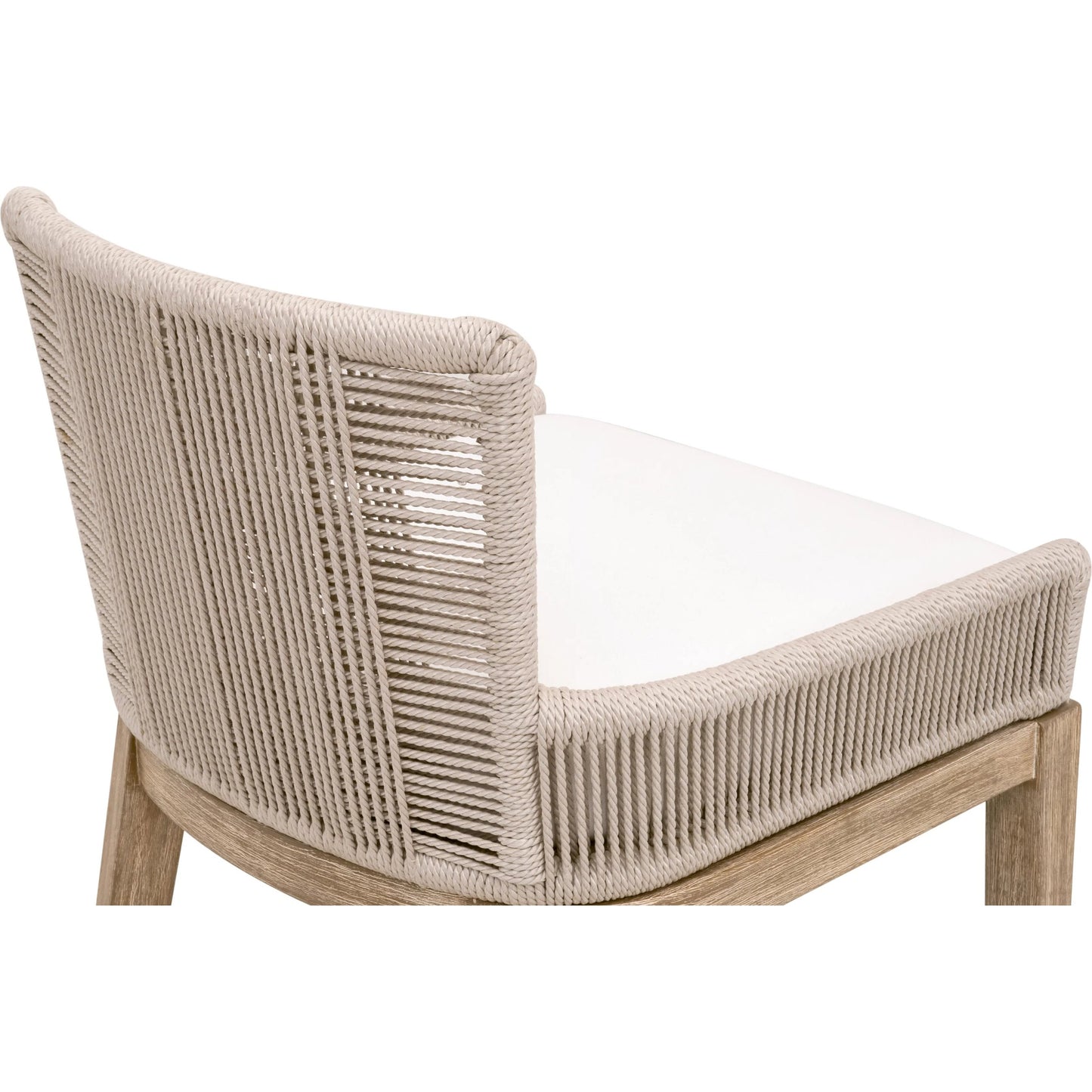 002 SI-2292642 | Closeup | Overlay Counter Stool by Essentials For Living in oyster twist rope, livesmart peyton, pearl, natural gray mahogany. Made from solid mahogany wood, aluminum in a transitional style.