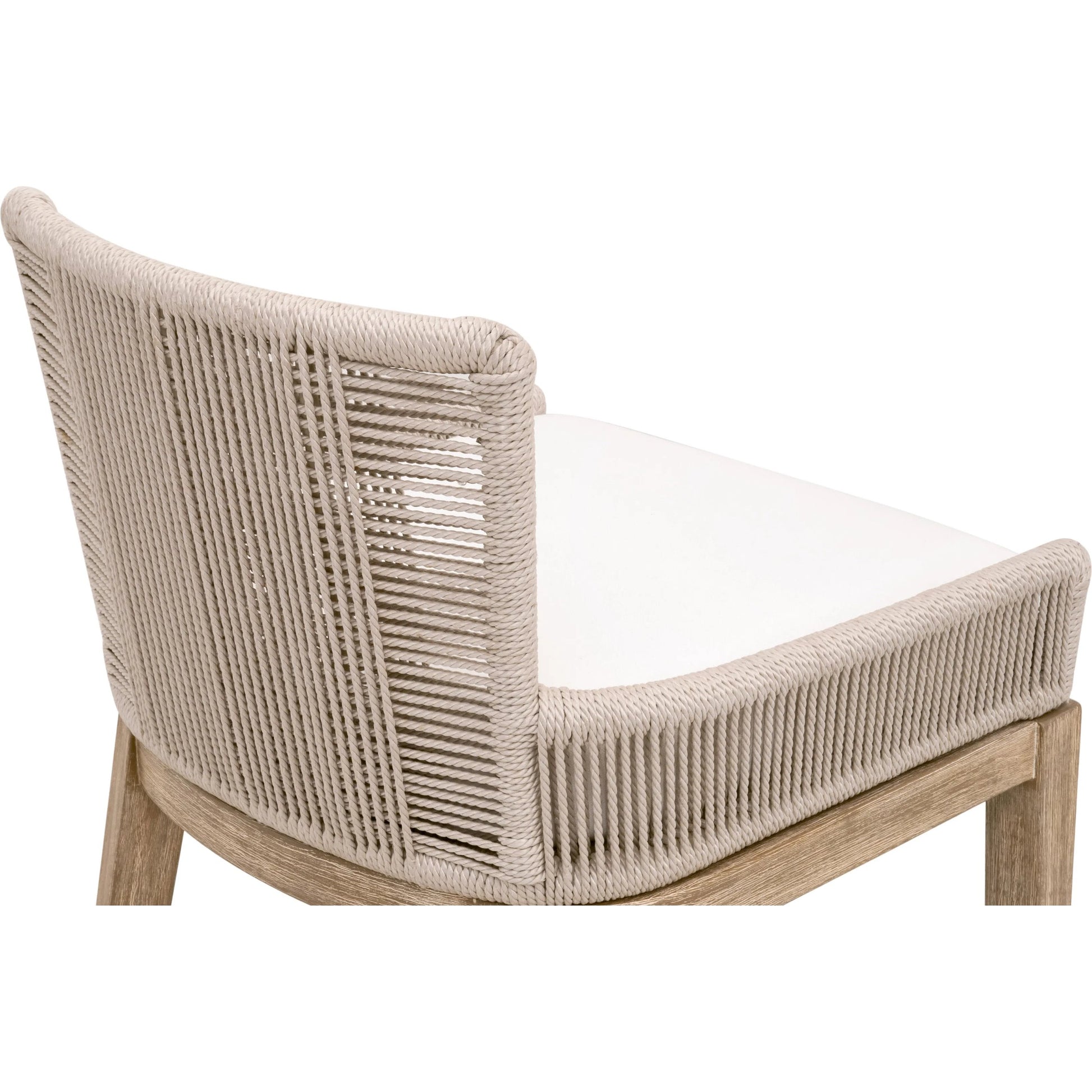 Overlay Counter Stool by Essentials For Living in oyster twist rope, livesmart peyton, pearl, natural gray mahogany. Made from solid mahogany wood, aluminum in a transitional style.