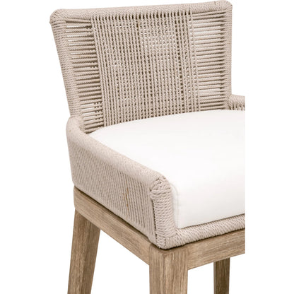 Overlay Counter Stool by Essentials For Living in oyster twist rope, livesmart peyton, pearl, natural gray mahogany. Made from solid mahogany wood, aluminum in a transitional style.