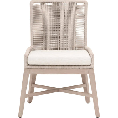 Overlay Outdoor Dining Chair (Set of 2) by Essentials For Living in oyster twist rope, performance white speckle, washed ever teak. Made from solid teak wood, aluminum in a transitional style.