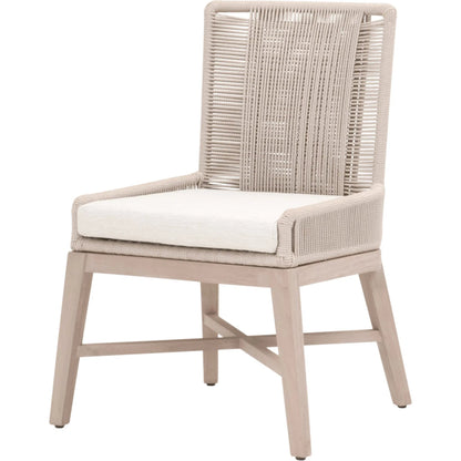 Overlay Outdoor Dining Chair (Set of 2) by Essentials For Living in oyster twist rope, performance white speckle, washed ever teak. Made from solid teak wood, aluminum in a transitional style.