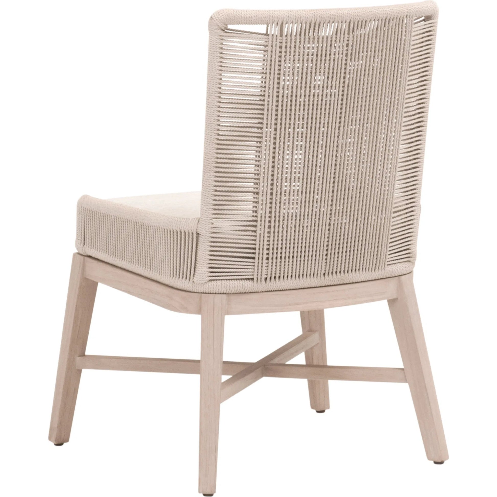 Overlay Outdoor Dining Chair (Set of 2) by Essentials For Living in oyster twist rope, performance white speckle, washed ever teak. Made from solid teak wood, aluminum in a transitional style.
