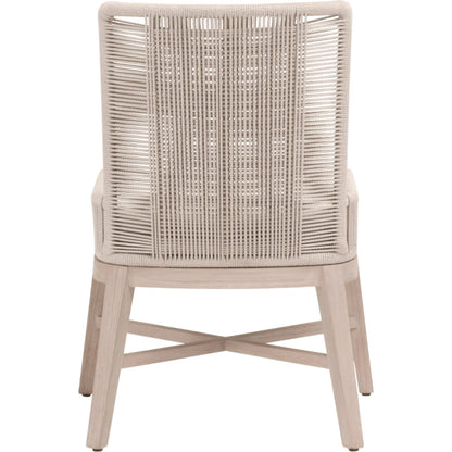 Overlay Outdoor Dining Chair (Set of 2) by Essentials For Living in oyster twist rope, performance white speckle, washed ever teak. Made from solid teak wood, aluminum in a transitional style.