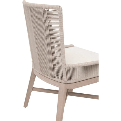 Overlay Outdoor Dining Chair (Set of 2) by Essentials For Living in oyster twist rope, performance white speckle, washed ever teak. Made from solid teak wood, aluminum in a transitional style.