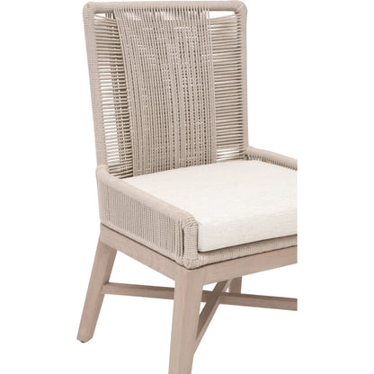 Overlay Outdoor Dining Chair (Set of 2) by Essentials For Living in oyster twist rope, performance white speckle, washed ever teak. Made from solid teak wood, aluminum in a transitional style.