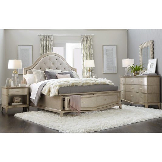 Starlite Upholstered Panel Bed with Storage by A.R.T. Furniture in silver and peri. Made from parawood solids, primavera veneer, tufted upholstery in a cottage & farmhouse style.