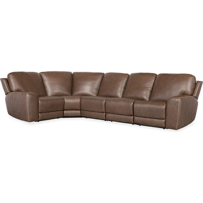 Torres 5 Piece Sectional by Hooker Furniture in sorrento mocha. Made from leather, sorrento mocha (semi-aniline top grain with splits) in a traditional style.