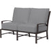 La Jolla Outdoor  Loveseat by Sunset West in browns. Made from aluminum in a modern style.
