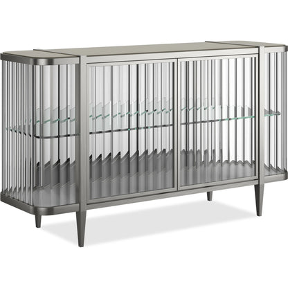 Stop and Stare Console by Caracole. Made from metal, glass, acrylic in a modern style.
