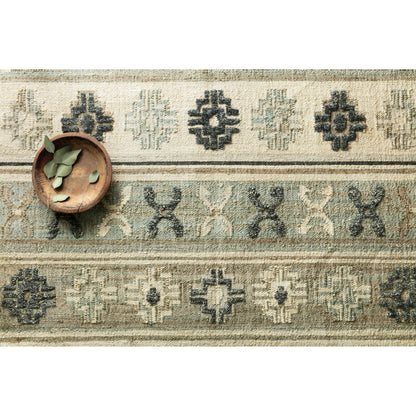 Owen OW-01 Rug by Loloi in aqua, ink. Made from jute, wool in a eclectic & global style.